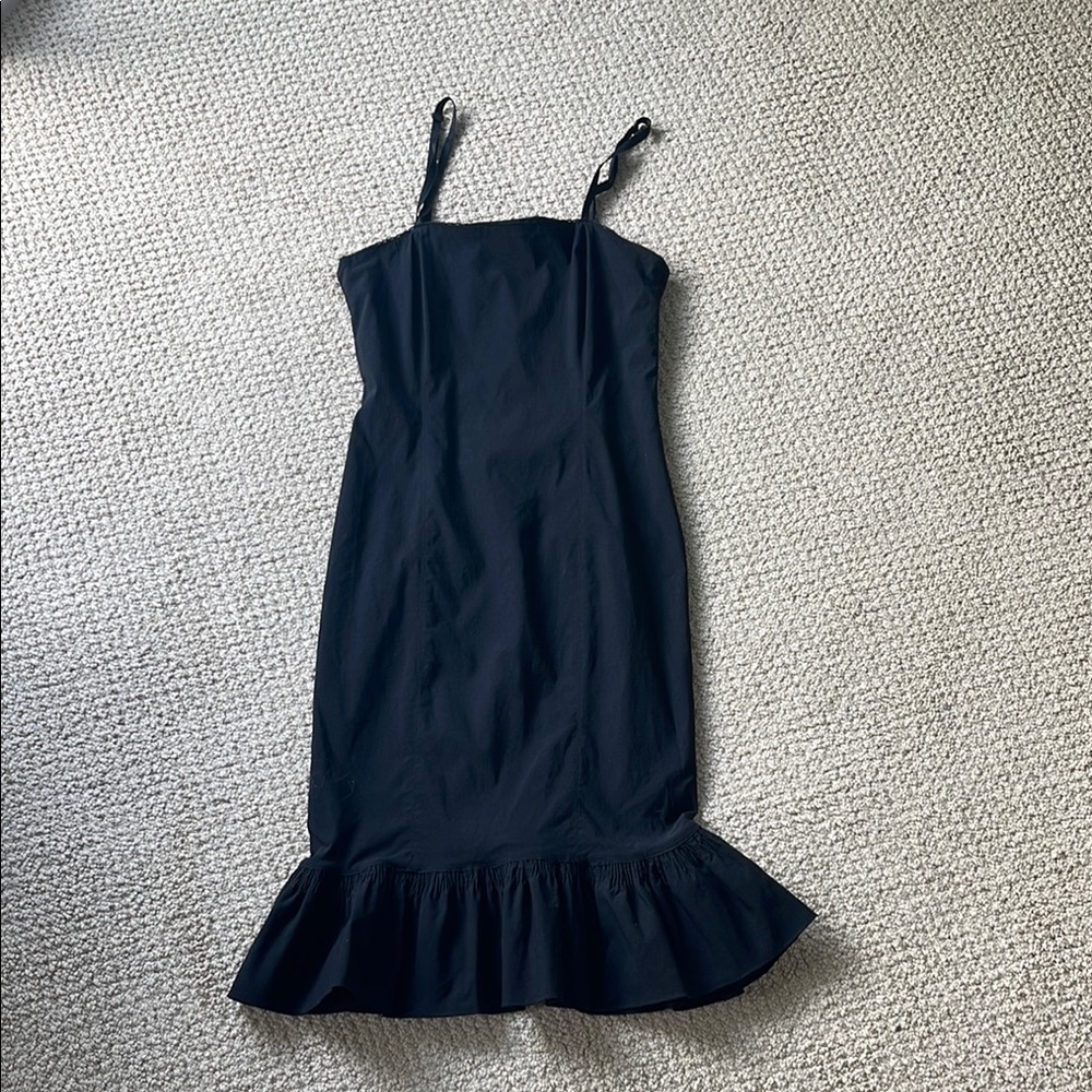 Elegant Black Ruffle Hem Dress